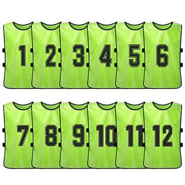 Imagem de Tomshin 12 pçs pinnies de futebol do miúdo secagem rápida camisas de futebol juventude esportes scrimmage basquete equipe treinamento numerados babadores prática esportes colete