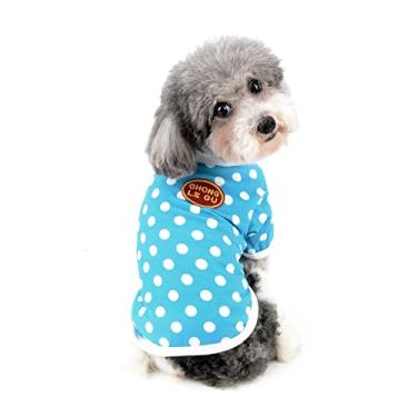Imagem de Ranphy Camisa de cachorro pequeno roupas de verão para animais de estimação camisetas de cachorro de bolinhas camiseta de algodão gato cachorro manga curta colete roupas pulôver roupas macio