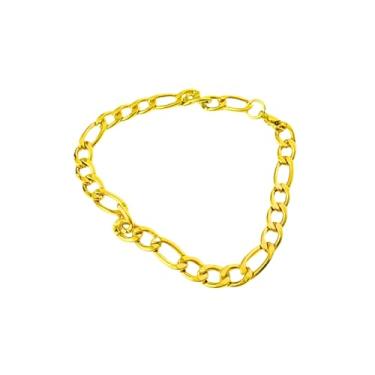 Imagem de Pulseira Masculina Dourada Aço Inox Elo 3x1 Bracelete Ouro