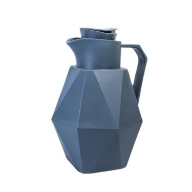 Imagem de Garrafa Térmica Com Tampa Disenho Geometrico Diamante Moderno 1 Litro Para Café e Chá Bule Termico Bebidas Quente e Gelado Frio Parede Dupla Isolada À Vácuo Distribuição HUDAR (Cinza)