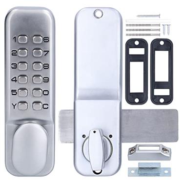 Imagem de Qivine Fechadura de porta mecânica sem chave, teclado de bloqueio de porta com botão de pressão 1-11 fechaduras digitais para portão externo com teclado, bloqueio de códigos anti-roubo para portão