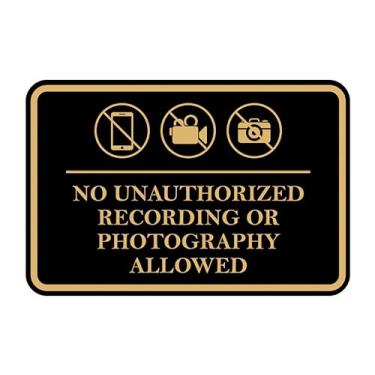 Imagem de Signs ByLITA Moldura clássica sem gravação não autorizada ou fotografia permitida placa de porta ou parede plástico ABS durável | Gravação a laser | fácil instalação | Placa de tribunal