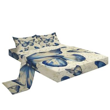 Imagem de Eojctoy Jogo de lençol Queen - Lençóis de cama ultra macios e respiráveis - Lençóis escovados de luxo com bolso profundo - microfibra aquarela com estampa de borboleta, amassado, cinza escuro, 4 peças