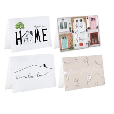 Imagem de Lashicorn Parabéns pela sua nova casa | 24 cartões de notas de corretor de imóveis para clientes | Aniversário de casa doce lar a granel 10 x 15 cm com envelopes 4 designs sortidos marketing em branco