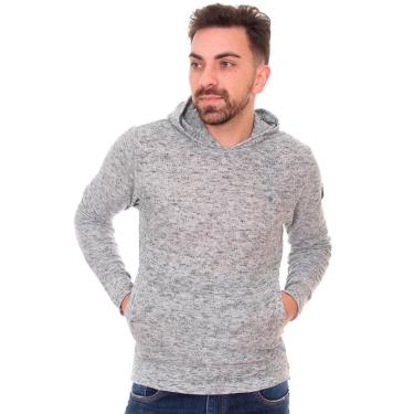 Imagem de Blusa Replay Masculina Tricot Hoodie Pocket Cinza Mescla-Masculino