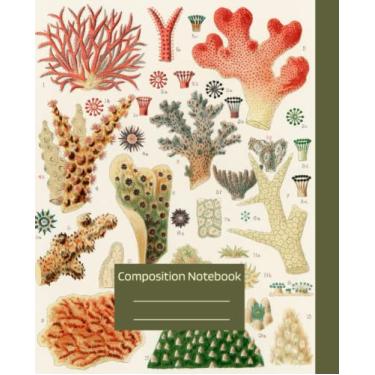 Imagem de Caderno de composição canhoto – ilustração de vida marinha vintage de recifes de corais vintage pautado pela faculdade para biólogo marinho! (Edição Hebraico)