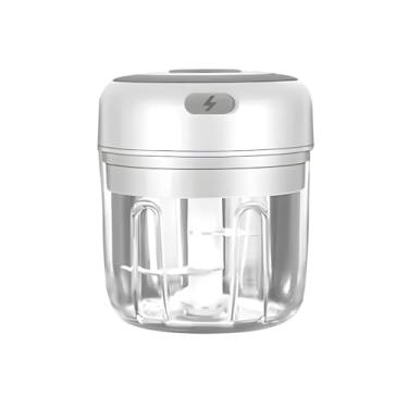 Imagem de Mini Processador Triturador de Alimentos e Batedor de Ovos Elétrico Recarregável - Eficiência e Praticidade em um Único Gadget (Branco)
