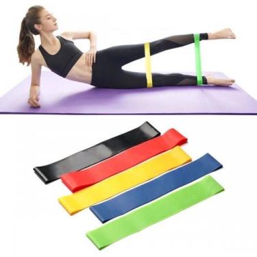 Imagem de Kit 5 Faixas Elásticas Thera Band Com 5 Níveis Fisioterapia - MINI BAN