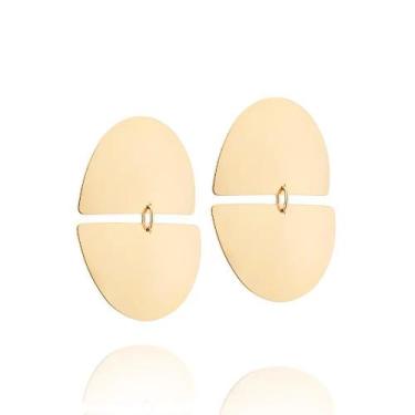 Imagem de Brincos banhado ouro 3x 24k 18k e 22k femininos grande maxi oval pendu