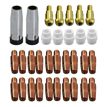 Imagem de RIVERWELD Ponta de contato 0,30" Suporte de ponta de bocal de gás cônico para 24KD MB24 MIG MAG Co2 Tocha de soldagem 32 peças
