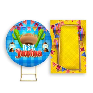 Imagem de Painel De Festa Redondo 1,50x1,50 + Painel Vertical 1,50x2,20 - Festa 