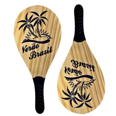 Imagem de Raquetes Madeira Par Frescobol Semi Profissional S/Bola - Verão Brasil