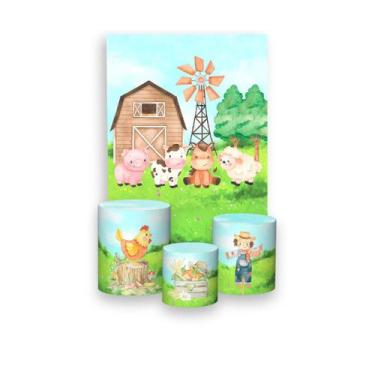 Imagem de Painel De Festa Vertical 1,50 x 2,20 + Trio De Capas Cilindro - Fazend