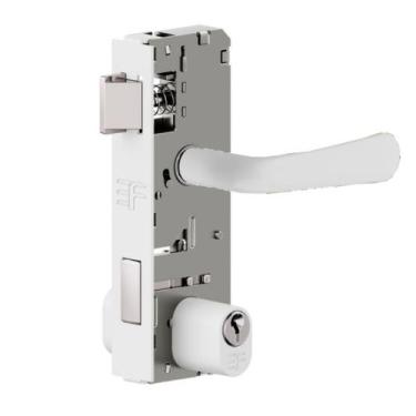 Imagem de Fechadura porta vidro bater 1520ta maçaneta branca 3f 3080