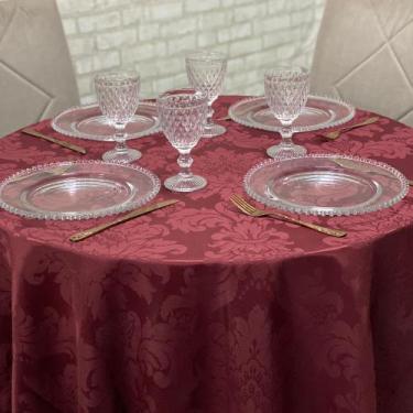 Imagem de Toalha de Mesa Jacquard Redonda para Festas Buffet Eventos - MUMUDECOR