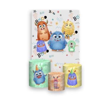 Imagem de Painel De Festa Vertical 1,50 x 2,20 + Trio De Capas Cilindro - Monstr