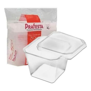 Imagem de Pote Quadrado 250ml Bolo De Pote Freezer Microondas (20un) - Prafesta,
