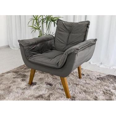 Imagem de Poltrona Decorativa Opala Tecido Veludo - Veneza Estofados, Cinza