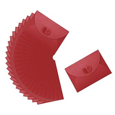 Imagem de Tsnamay Pacote com 24 unidades, vermelho, fecho de coração, pequenos itens para armazenamento, porta-cartões de presente, envelopes de papel, envelopes para convite de vale-presente