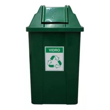 Imagem de Lixeira 100litros Tampa Basculante Cores Coleta Seletiva Jsn, Verde