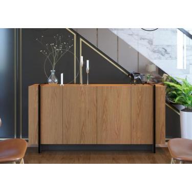 Imagem de Buffet 04 Portas Detalhe Metálico Copacabana Freijó/Preto Fosco - Coli