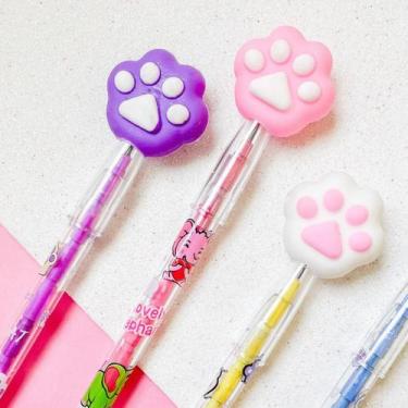 Imagem de Kit 3 Lapiseiras Patinha Gato Gatinho Material Escolar Fofo - Inter.P