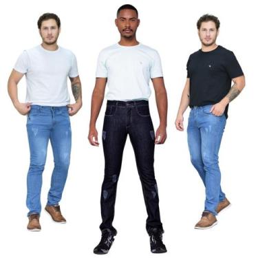 Imagem de Kit Três Calça Jeans Masculina Preta e Marinho Multiuso - TBTJeans, Co
