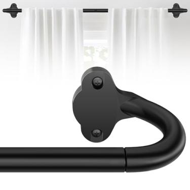 Imagem de JRZOO Haste de cortina de 45 a 152 cm, haste de cortina blackout ajustável de 1,5 a 20 cm, haste de cortina blecaute ajustável para janelas, preta