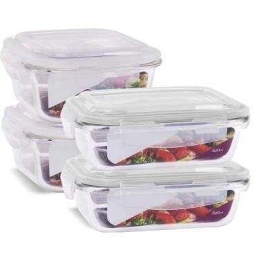 Imagem de Kit 4 Potes Herméticos Marmita Vidro Marmita 640ml e 800ml - U4home, B