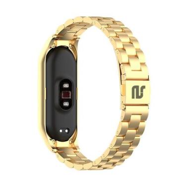 Imagem de Pulseira De Aço 3 Elos NSmart Compatível com Mi Band 5 / Mi band 6, Ou
