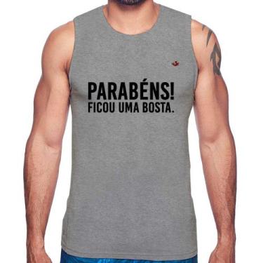 Imagem de Regata Parabéns! Ficou uma bosta. - Foca na Moda, Cinza, M