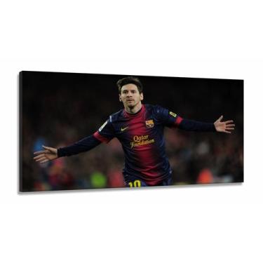 Imagem de Quadro Decorativo Messi Futebol em Tecido Canvas 130x60 - Wall Frame