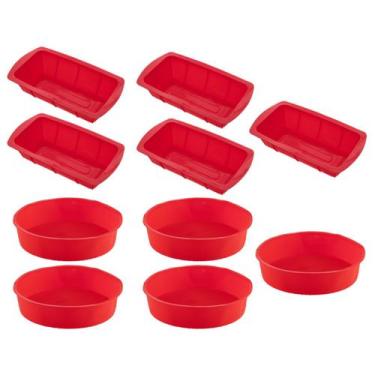 Imagem de 5 Kit Forma Redonda Bolo + Forma Para Pão Sortida Silicone - QUALITY H
