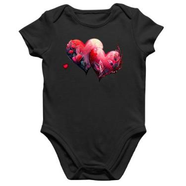 Imagem de Body Bebê Algodão Corações Flores - Foca na Moda, Preto, GG