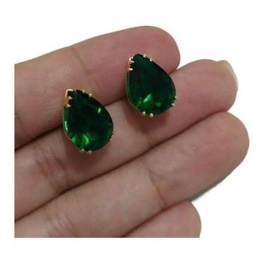 Imagem de Brinco Gota Grande Zirconia Festa Preto Verde Vermelho Doura - De Cast