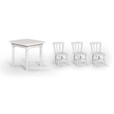 Imagem de Conjunto Mesinha Infantil Branca com 3 Cadeiras Kids Branca - Straub W