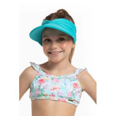 Imagem de Viseira Filtro UV 50+ Infantil Menina - Metida Moça, P, Azul turquesa 