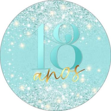Imagem de Painel De Festa Redondo 1,50x1,50 - 18 Anos Efeito Glitter Azul 318 - 