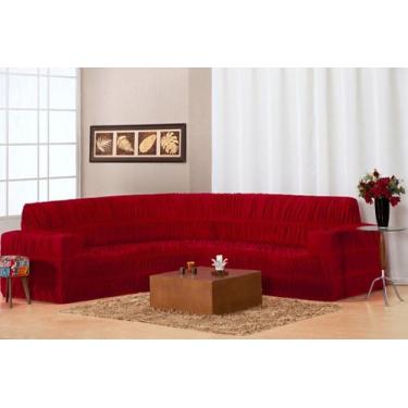 Imagem de Capa para sofa de canto de 5/6 lugares VERMELHOO - NOSSO LAR ENXOVAIS