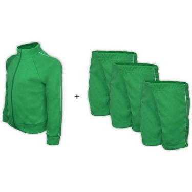 Imagem de Kit Uniforme Escolar Helanca Elanca  Verão Completo Verde Bandeira - D