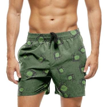 Imagem de Short Praia Shorts Banho Bermuda Verão Televisão Assistir Green 1485 -