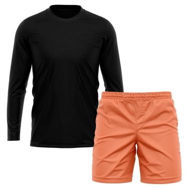 Imagem de Kit Camiseta Manga Longa Poliamida + Short Bermuda Tactel-Masculino