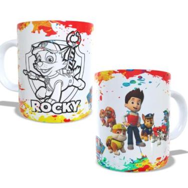 Imagem de Caneca de porcelana infantil patrulha canina para colorir com giz de c