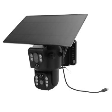 Imagem de Câmera de Segurança Solar, 8MP 4K WIFI Inteligente Visão Noturna Em Cores Completas 2 Vias Conversa Detecção Humana IP55 Câmera Externa Solar Resistente à água.