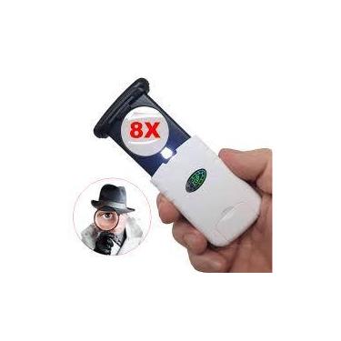 Imagem de Lupa De Bolso Portátil Ampliação 8x Lente 33mm Luz Led Leitura Idosos 