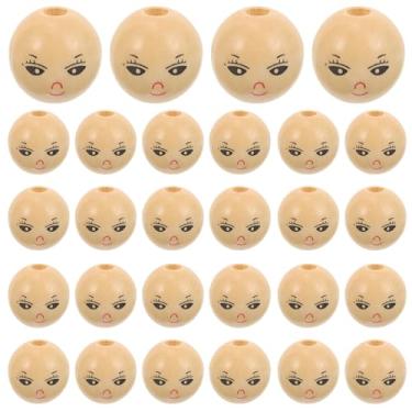 Imagem de 50 Unidades Boneca Contas De Madeira Argila Infantil Contas Soltas De Natal Contas Redondas De Madeira Enfrentar Encantos De Mini Bonecas Kit Moda Filho Pulseira De Miçangas