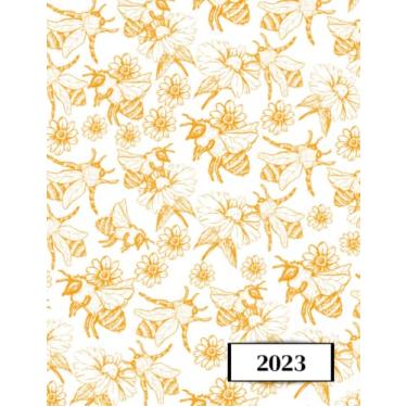 Imagem de 2023: Agenda semainier au format A4 - Année civile (Janvier à Décembre 2023) - Intervalles d'1h (7h-22h) - Contacts, jours fériés, mots de passe, ... - Une semaine sur deux pages