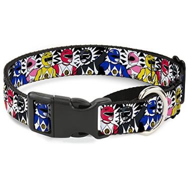 Imagem de Buckle-Down Coleira para cães "Power Rangers Burst", preto/branco, 3,8 cm de largura para pescoço-médio de 40,6 a 58,4 cm