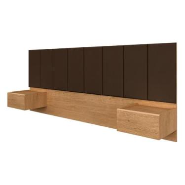 Imagem de Cabeceira Estofada Suspensa Cama Casal Bulgária Carvalho/marrom - Ma Carvalho Americano/marrom 04