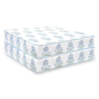 Imagem de Hofdeco Premium Conjunto de 2 capas de almofada de assento para ambientes internos e externos, 61 cm x 61 cm x 10 cm, repelente de água para quintal, sofá, estampa floral azul bebê verde